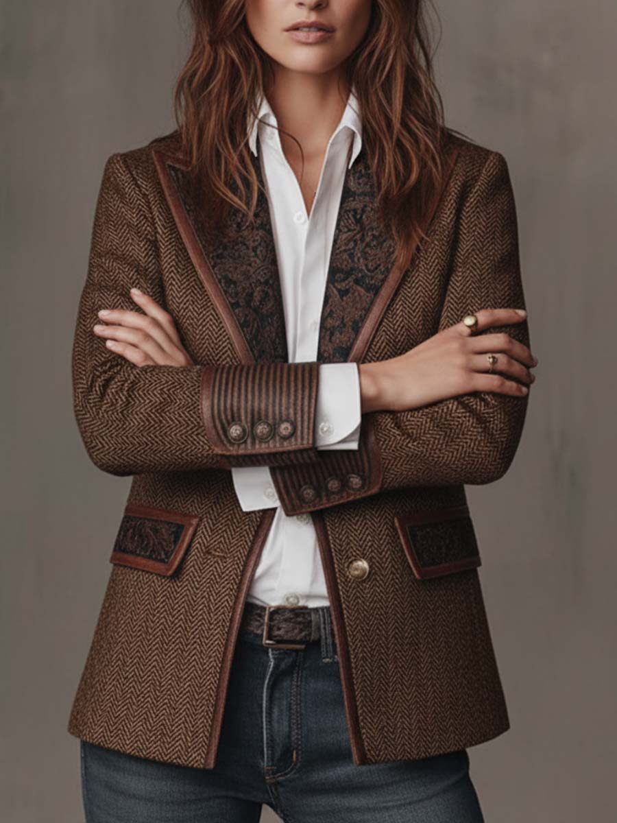 Mercedes | Blazer de espiga con detalles estampados - LolaLenz™