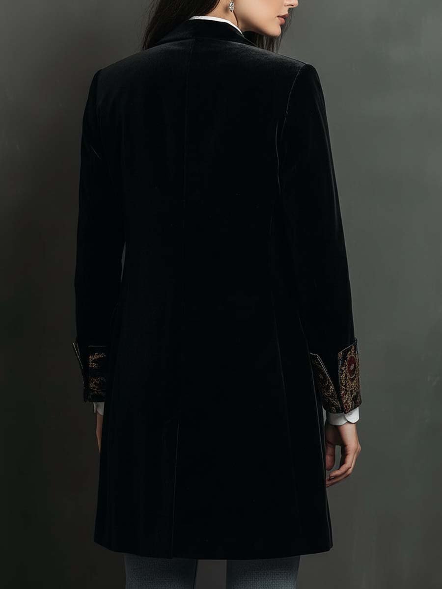 Cristina | Blazer entallado con estampado barroco negro - LolaLenz™