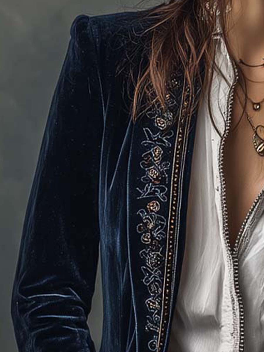 Celia | Chaqueta larga bordada vintage - LolaLenz™