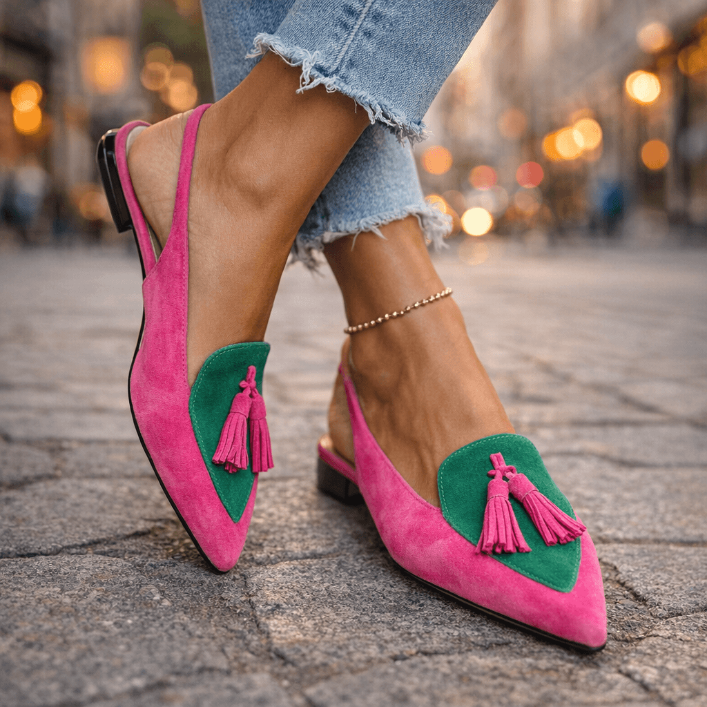 Eliza | Sandalias con tiras y pompones - LolaLenz™