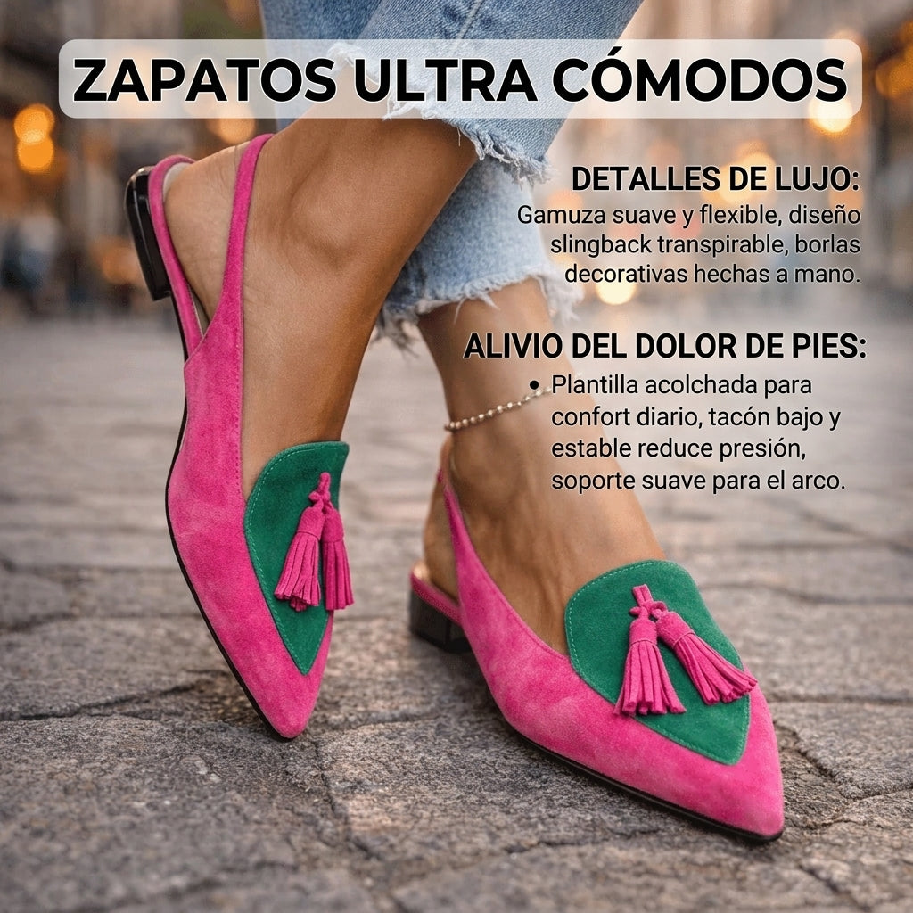 Eliza | Sandalias con tiras y pompones - LolaLenz™