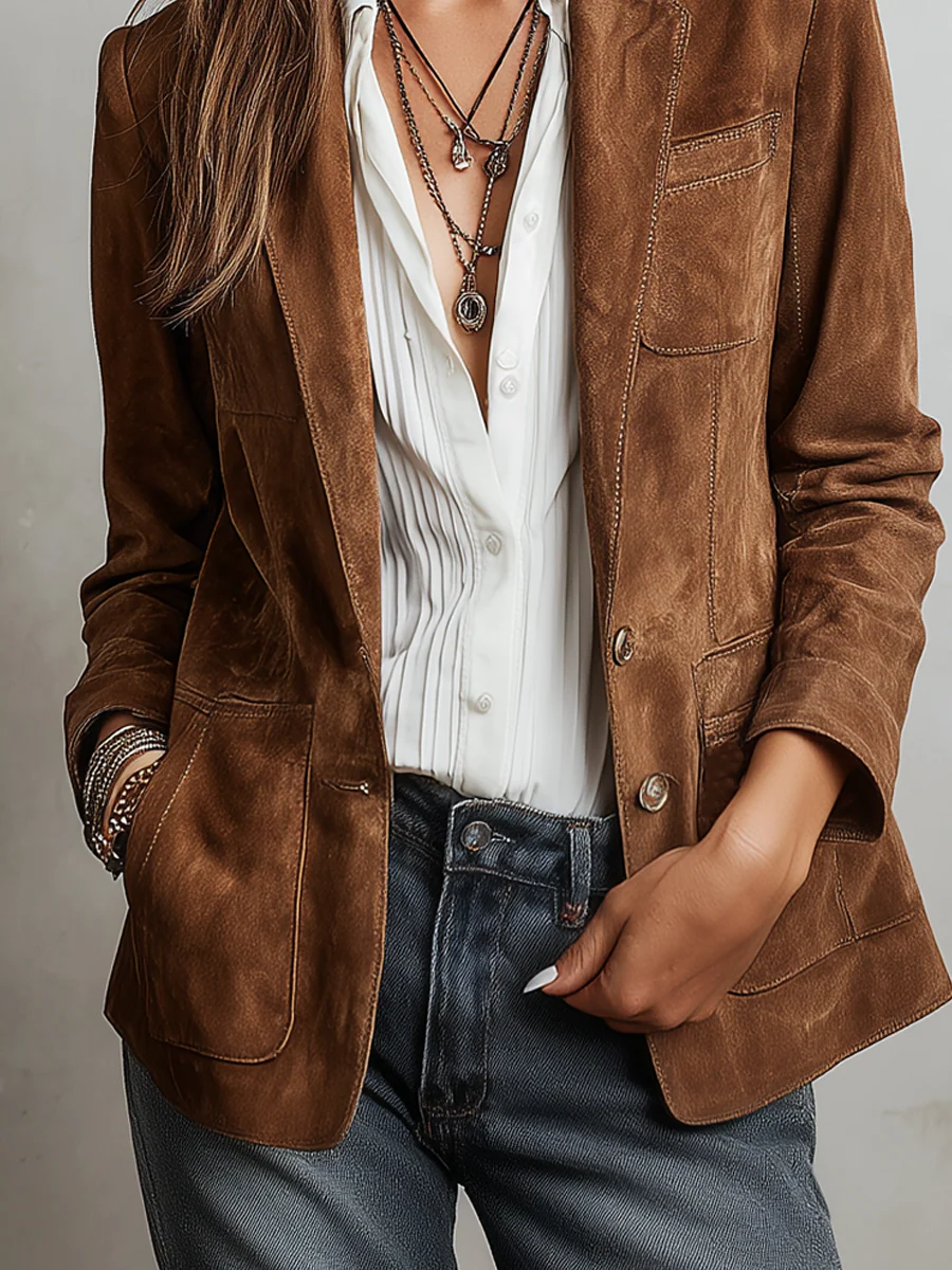 Aurora | Blazer vintage marrón - LolaLenz™