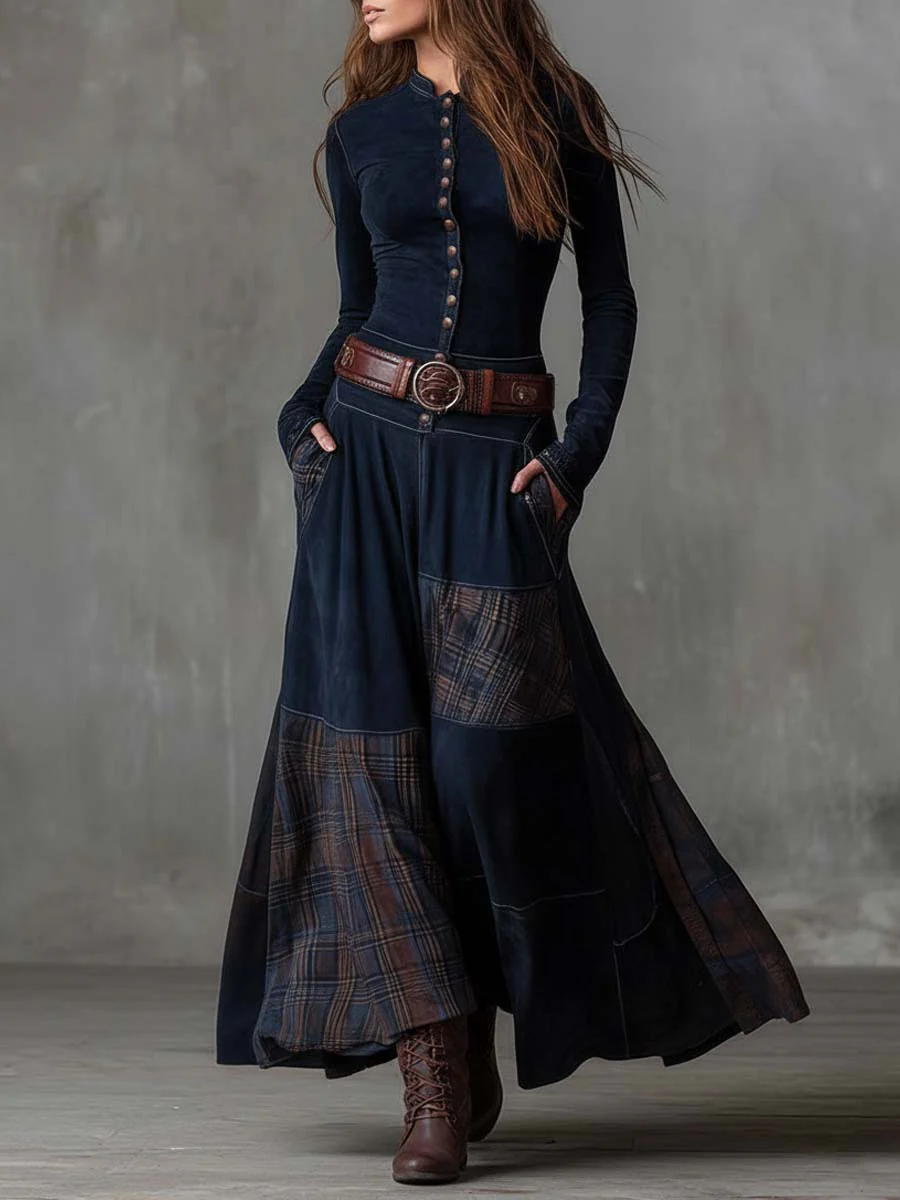 Livia | Maxi vestido de ante con cinturón - LolaLenz™