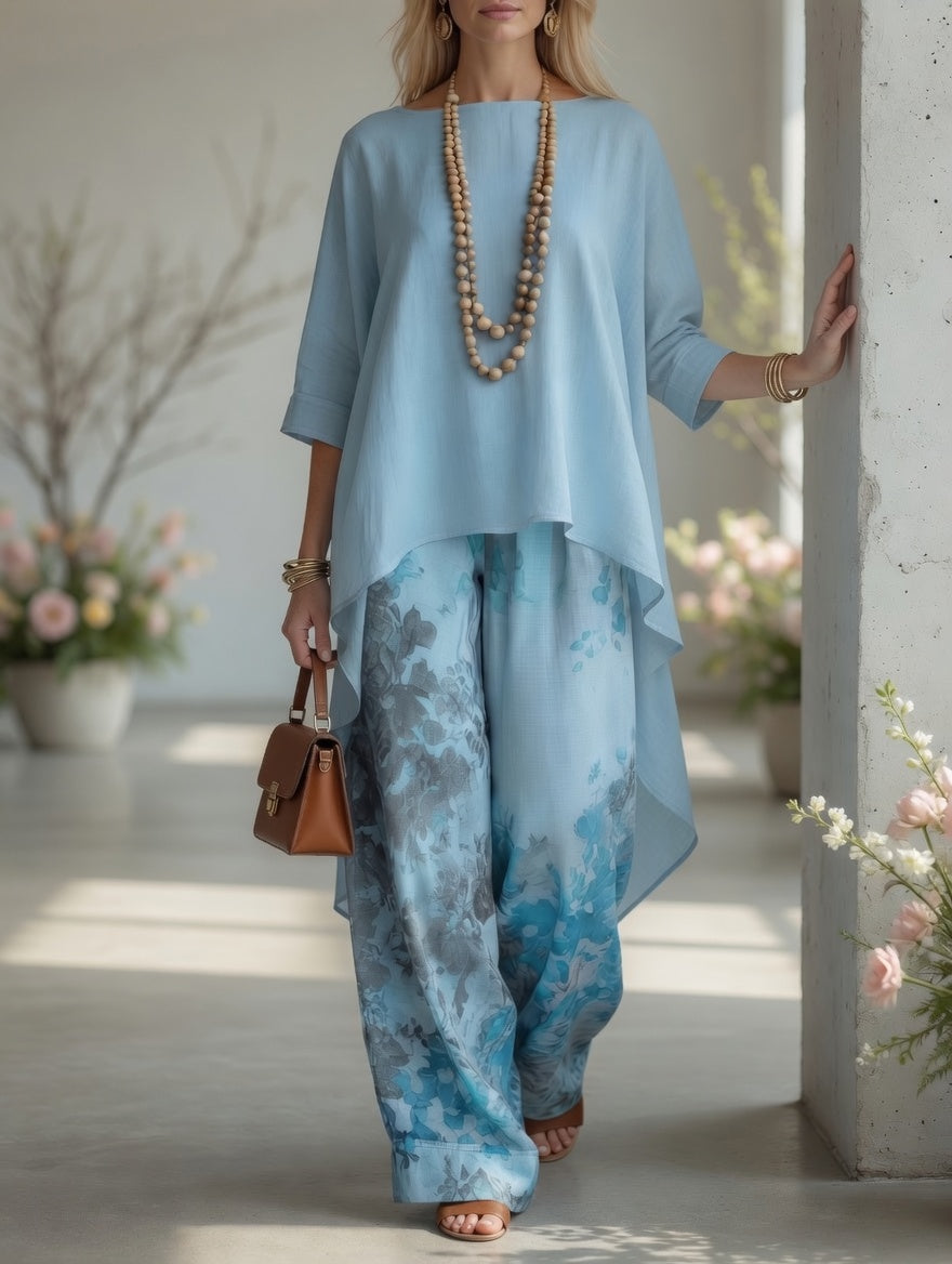 Tulum | Conjunto de túnica y pantalón con estampado botánico - LolaLenz™