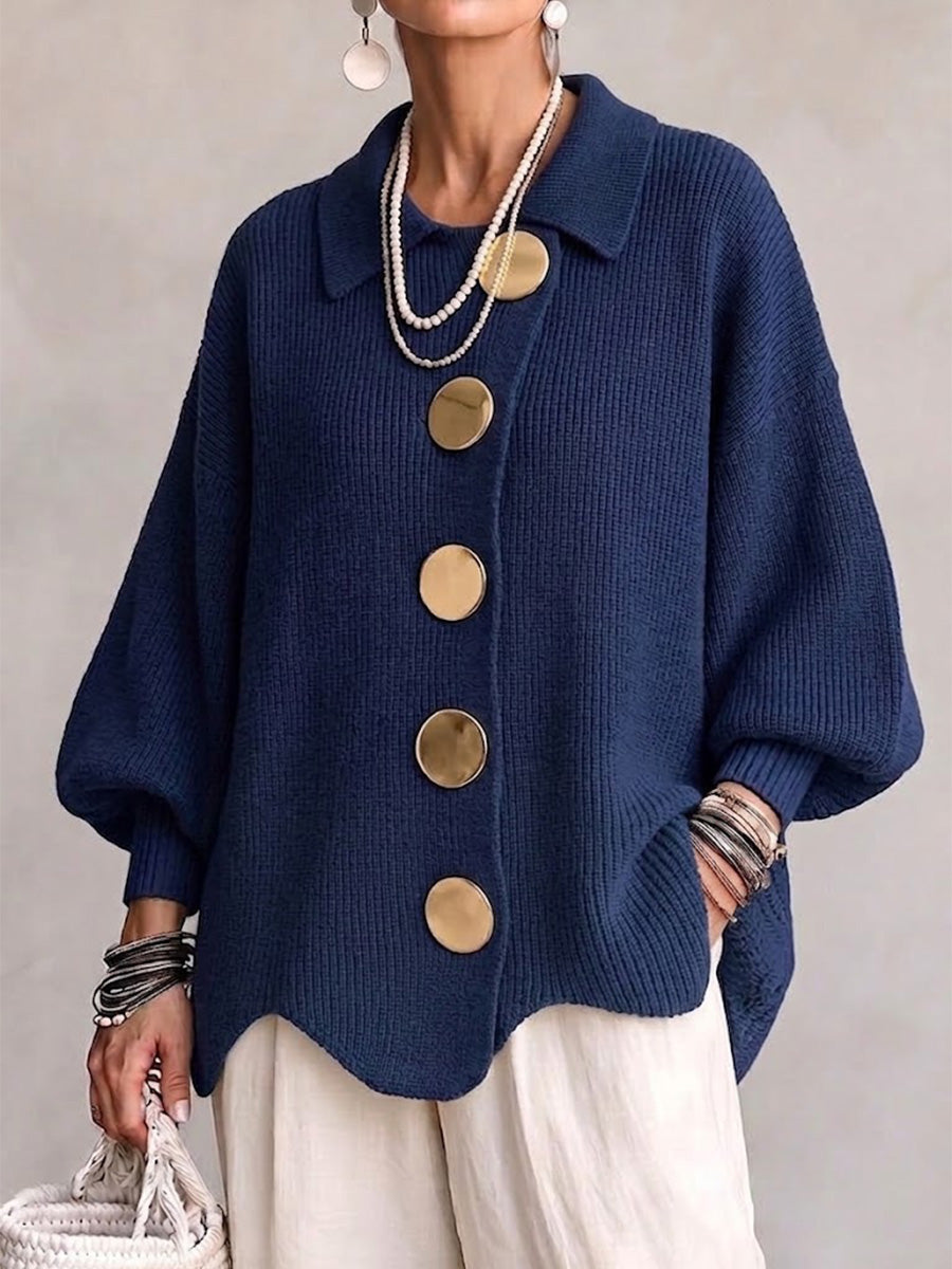 Isadora | Cardigan oversize con botones dorados - LolaLenz™