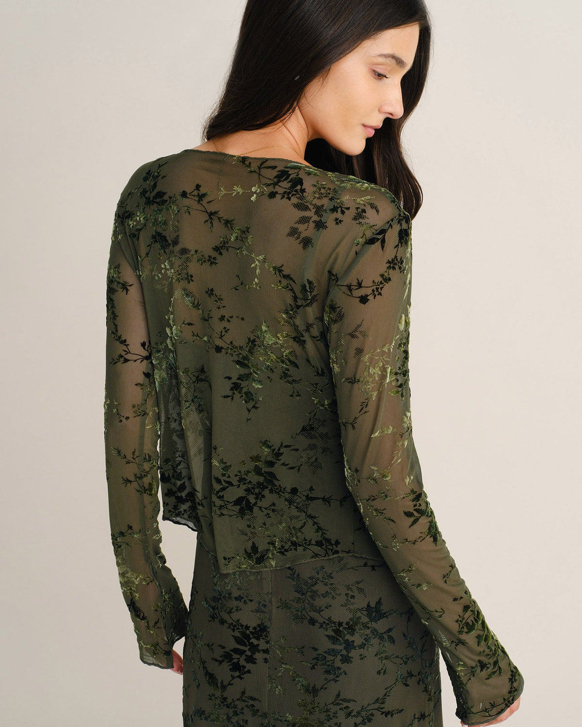 Jacinta | Blusa floral de manga acampanada verde - LolaLenz™