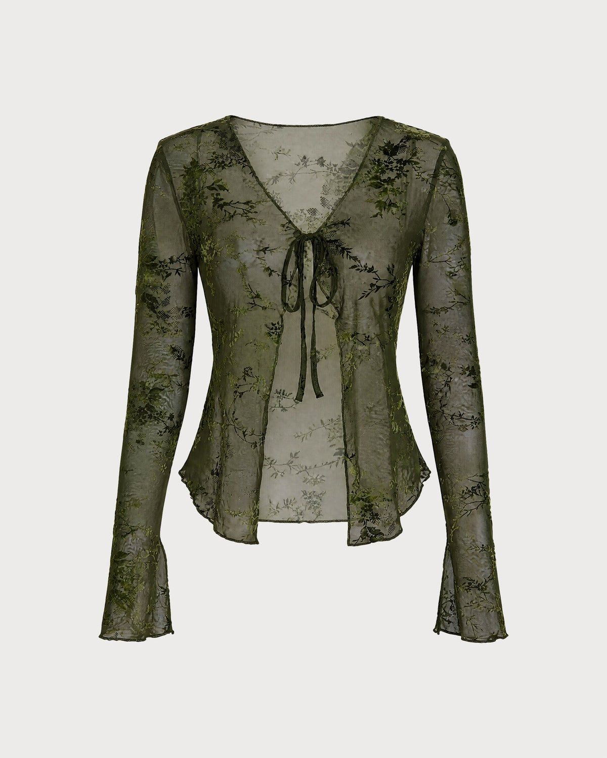 Jacinta | Blusa floral de manga acampanada verde - LolaLenz™