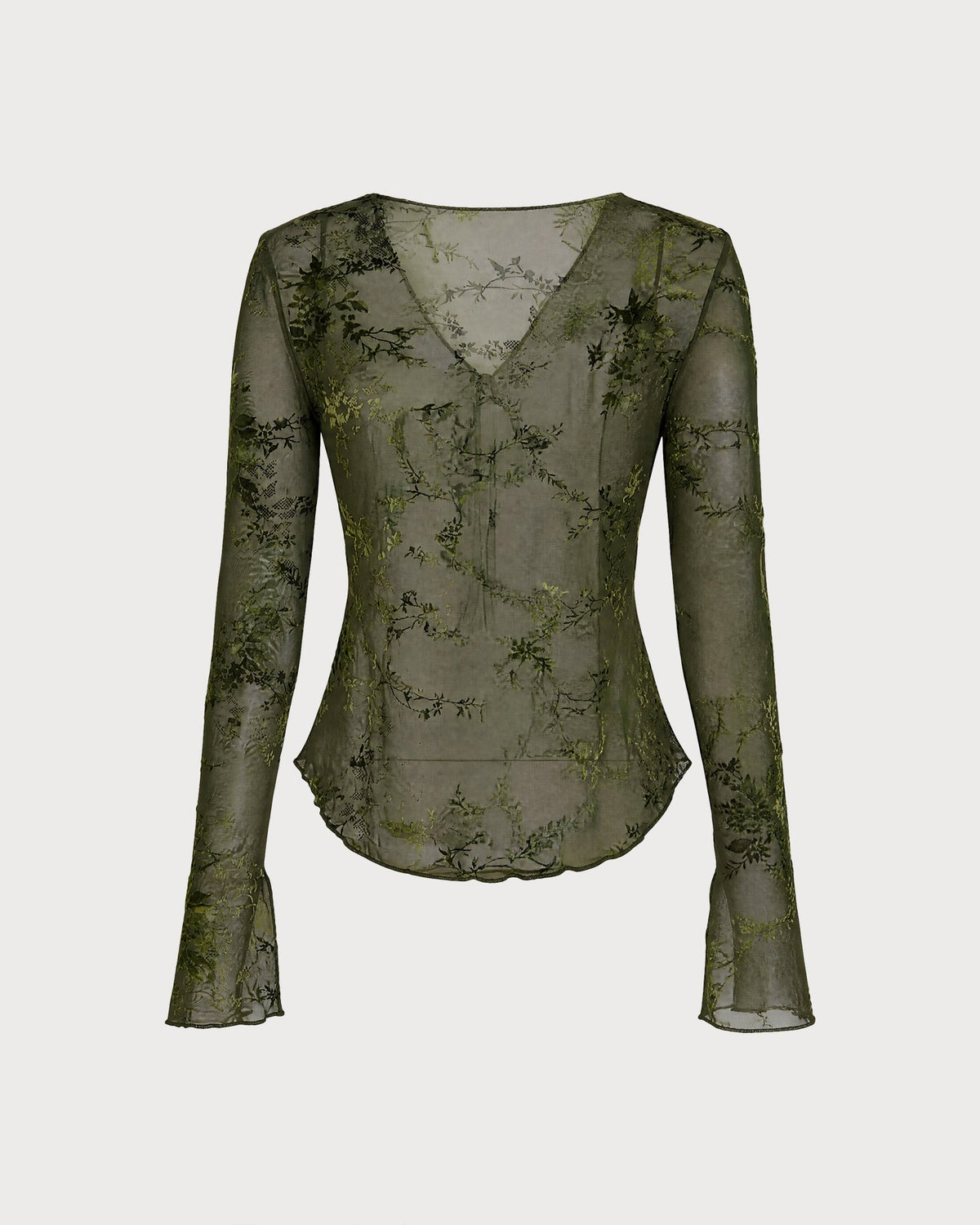 Jacinta | Blusa floral de manga acampanada verde - LolaLenz™