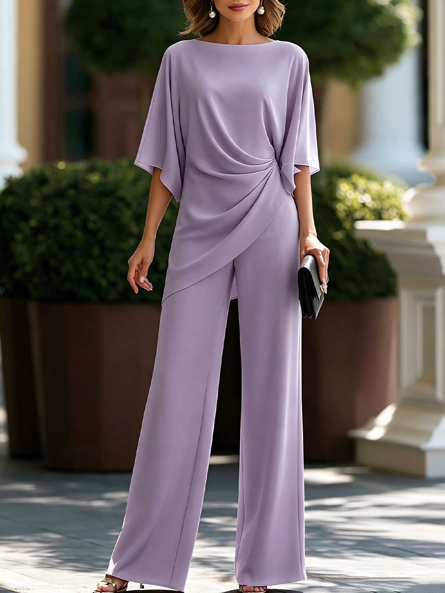 Gabriela | Conjunto de blusa drapeada y pantalón ancho - LolaLenz™