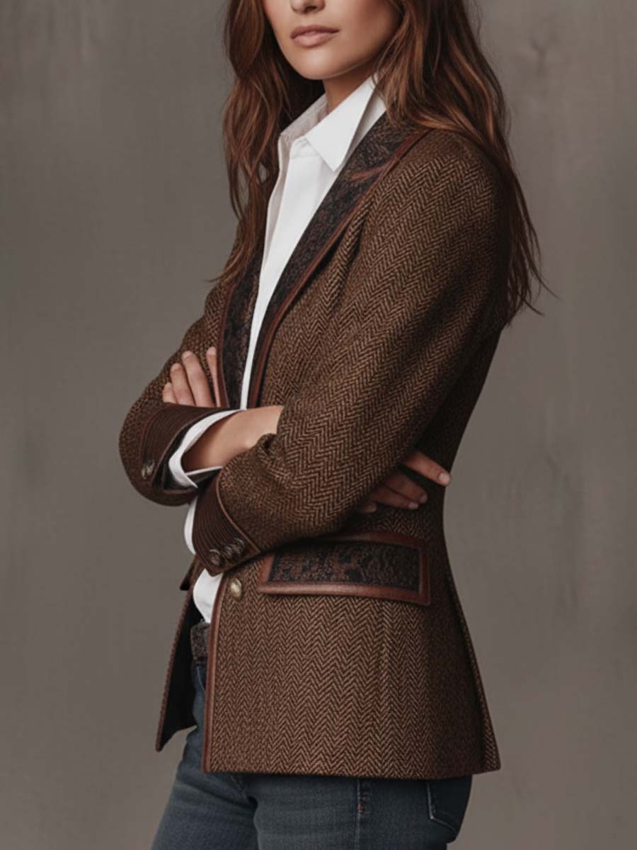 Mercedes | Blazer de espiga con detalles estampados - LolaLenz™