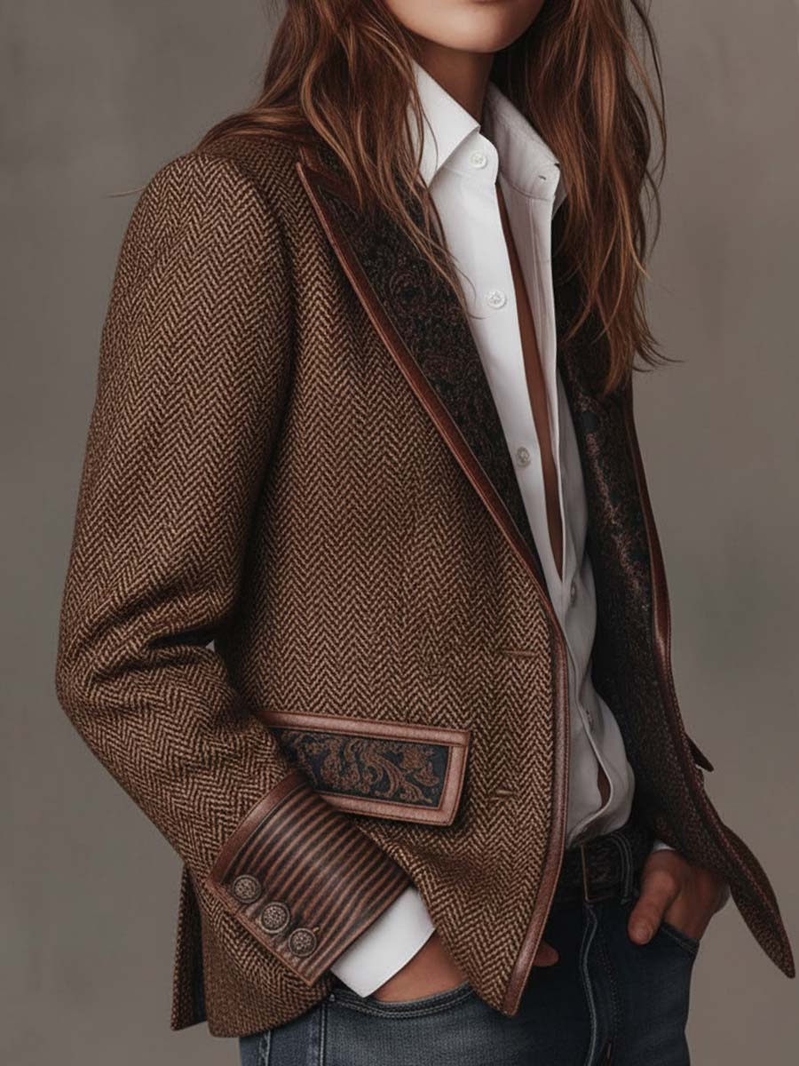 Mercedes | Blazer de espiga con detalles estampados - LolaLenz™