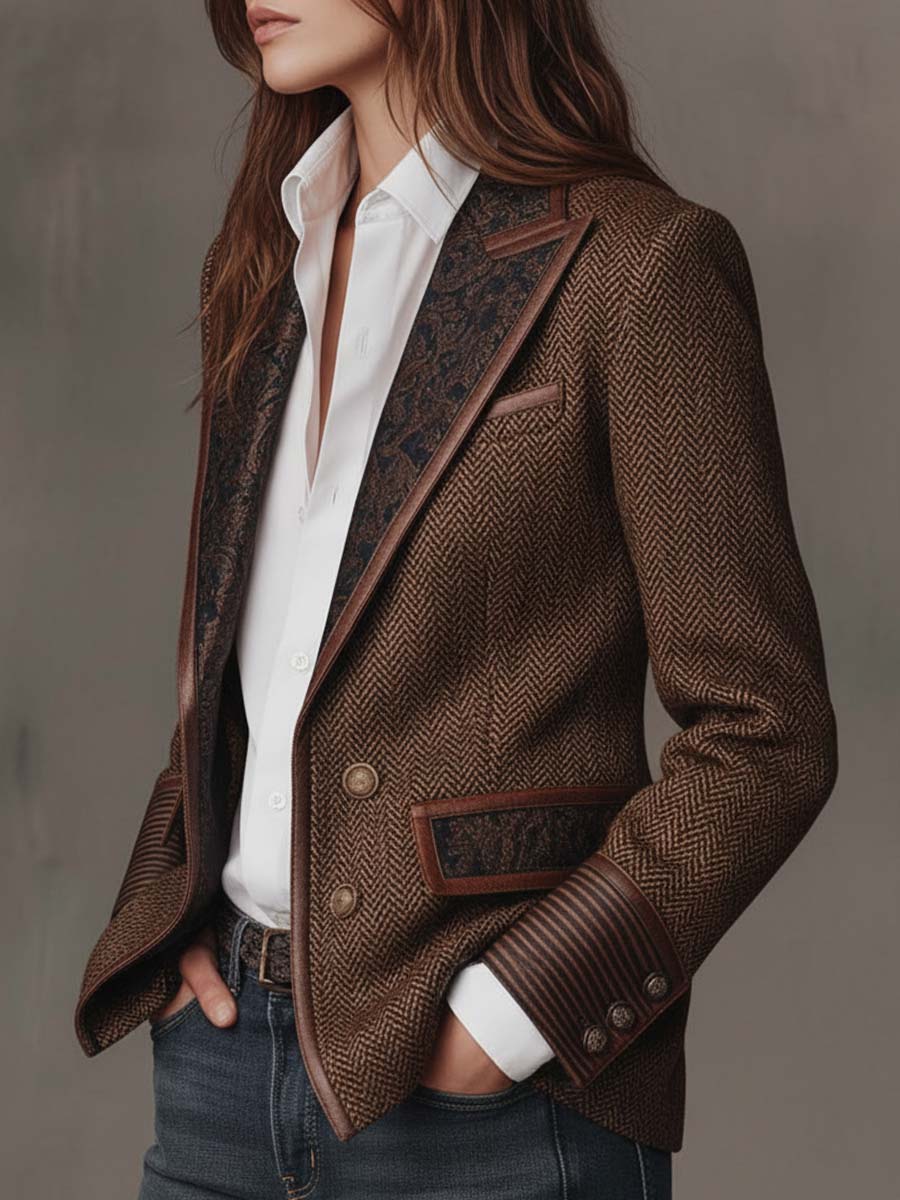 Mercedes | Blazer de espiga con detalles estampados - LolaLenz™