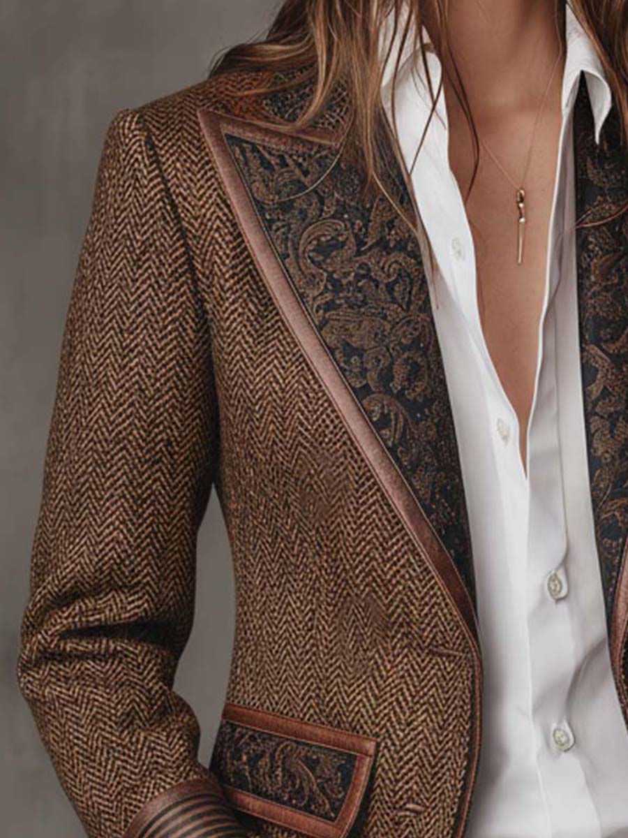 Mercedes | Blazer de espiga con detalles estampados - LolaLenz™