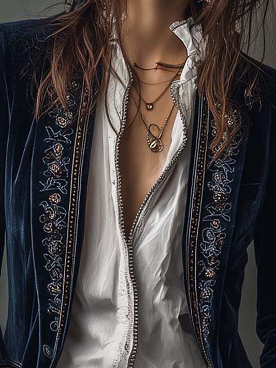 Celia | Chaqueta larga bordada vintage - LolaLenz™