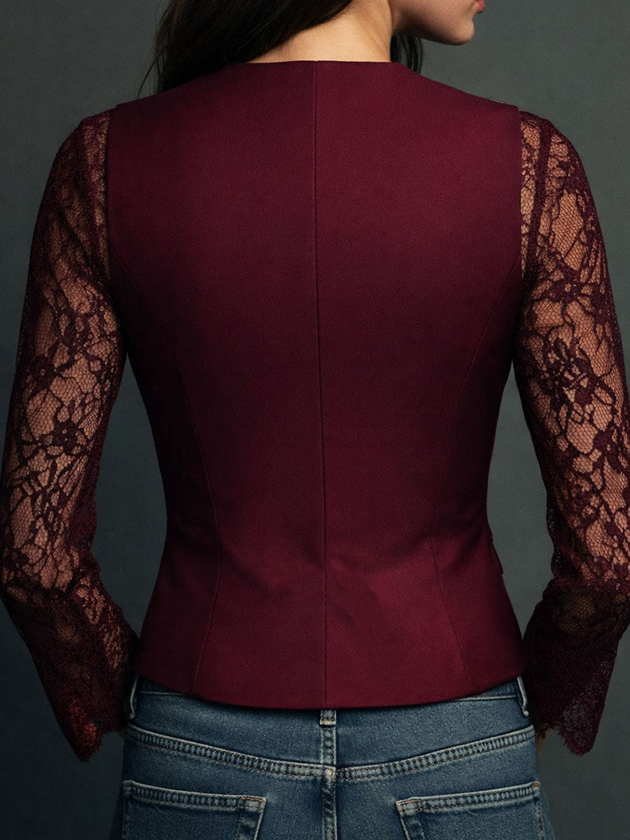 Victoria | Blazer negro con mangas semitransparentes - LolaLenz™