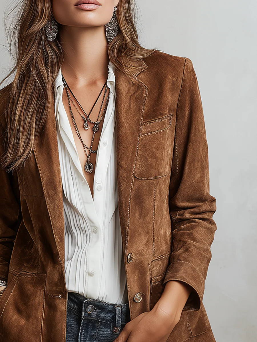 Aurora | Blazer vintage marrón - LolaLenz™