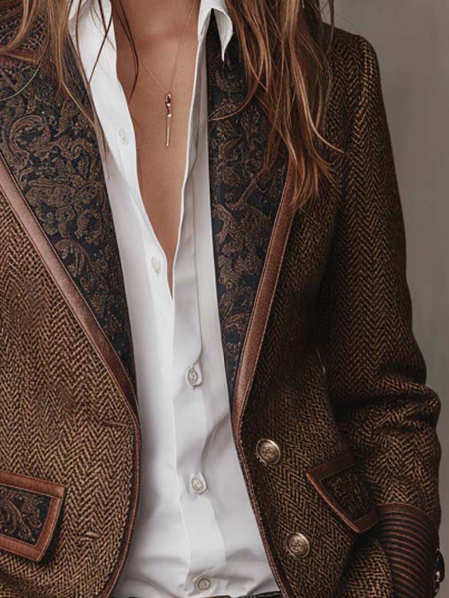 Mercedes | Blazer de espiga con detalles estampados - LolaLenz™