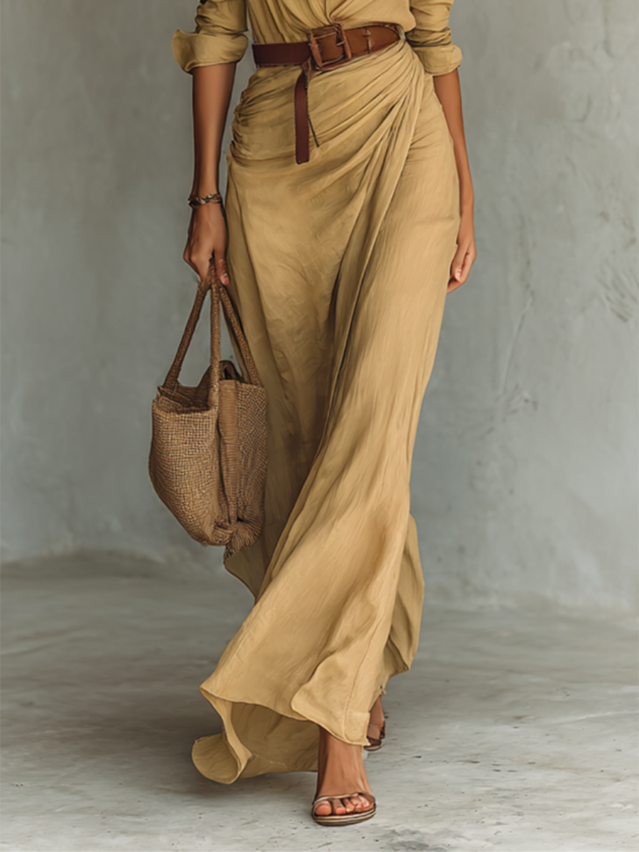 Valentina | Vestido maxi con cuello de solapa - LolaLenz™