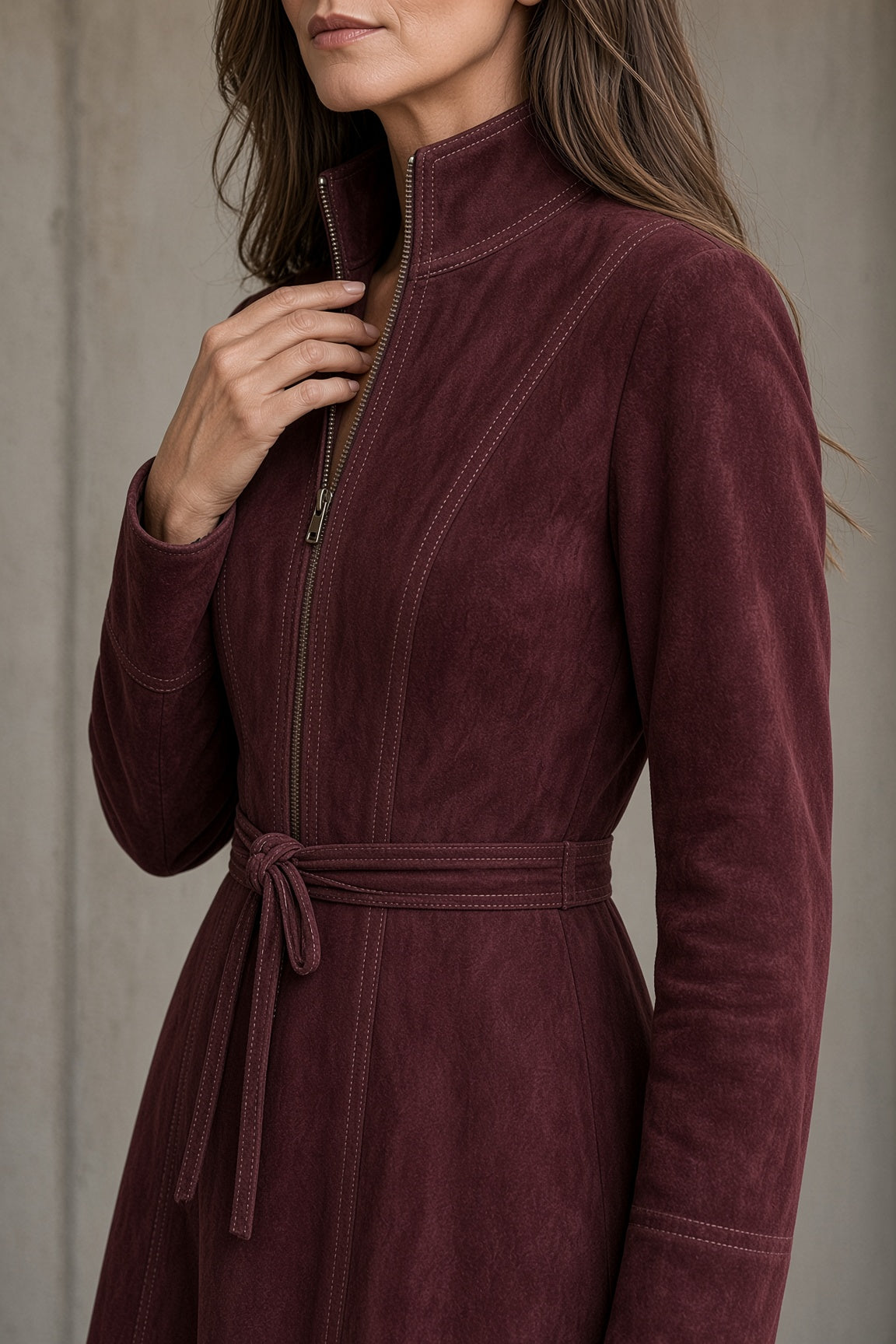 Praga | Vestido vintage con cinturón y cuello alto - LolaLenz™