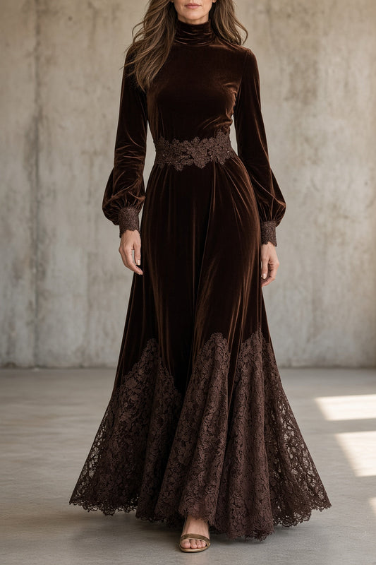 Verona | Vestido maxi de terciopelo con encaje - LolaLenz™