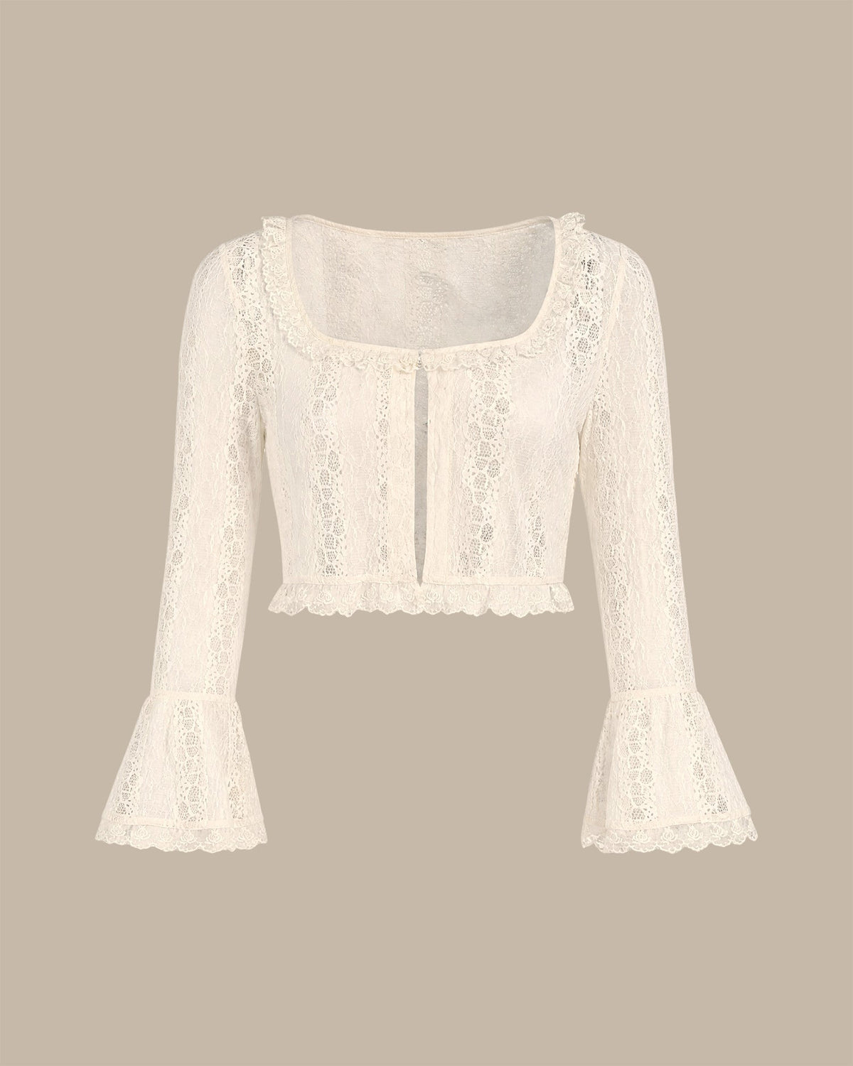 Mencía | Blusa de encaje manga acampanada albaricoque - LolaLenz™