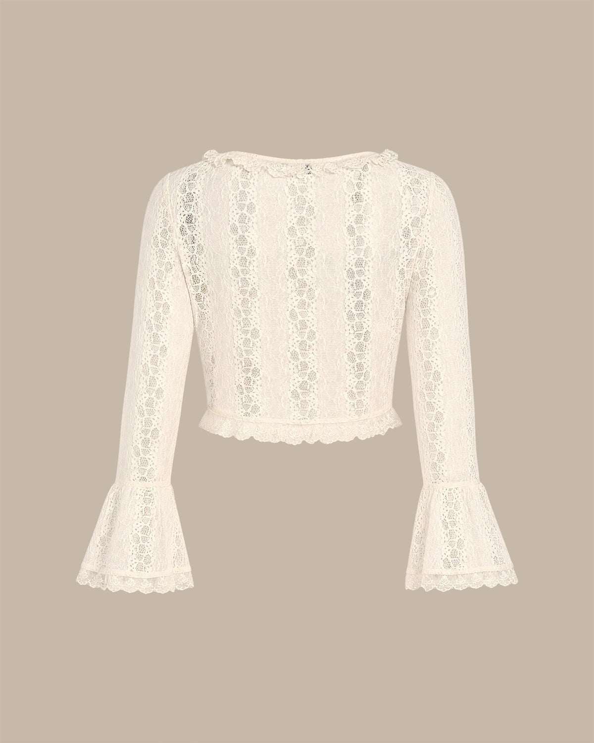 Mencía | Blusa de encaje manga acampanada albaricoque - LolaLenz™