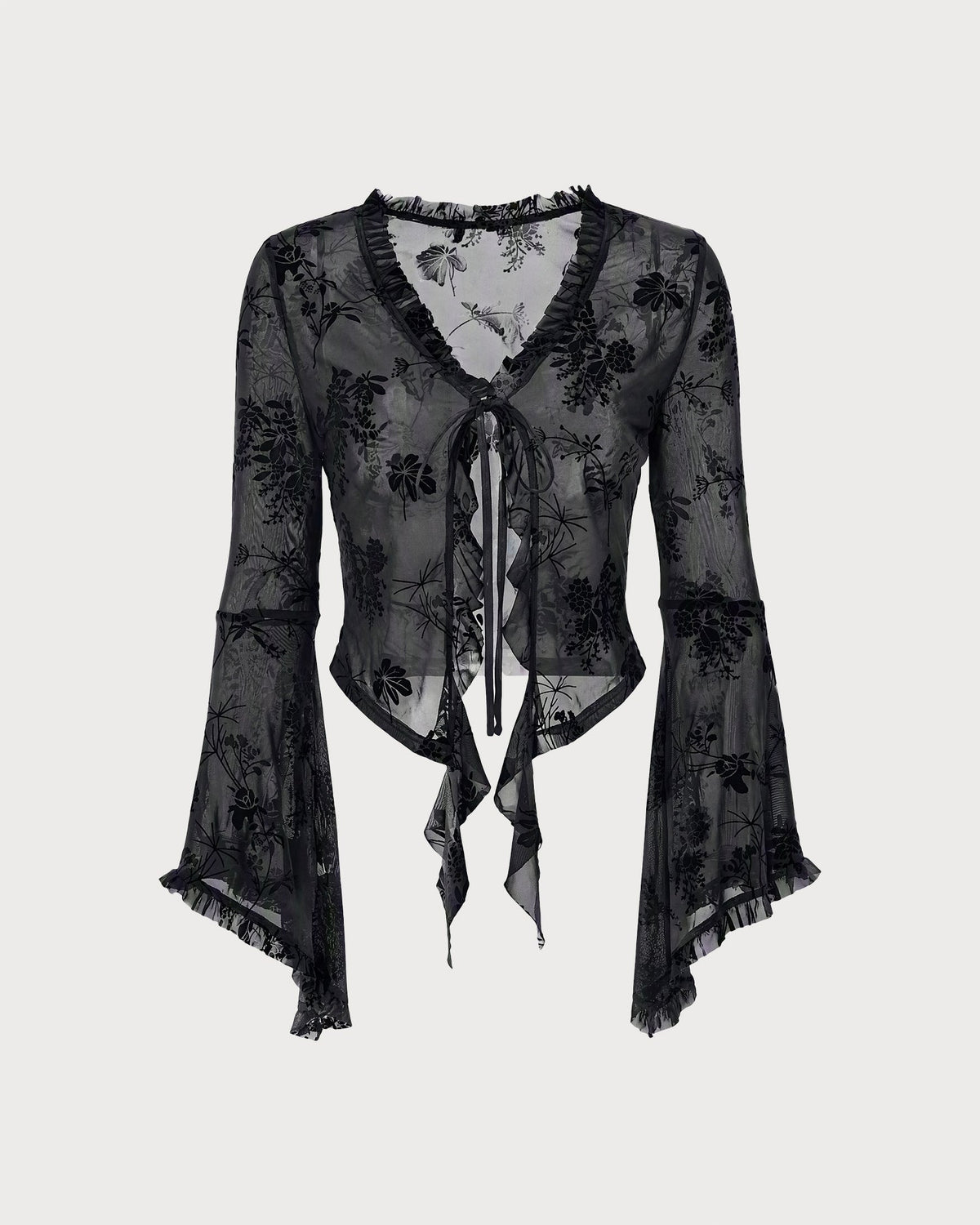 Noa | Blusa floral con volantes negra - LolaLenz™