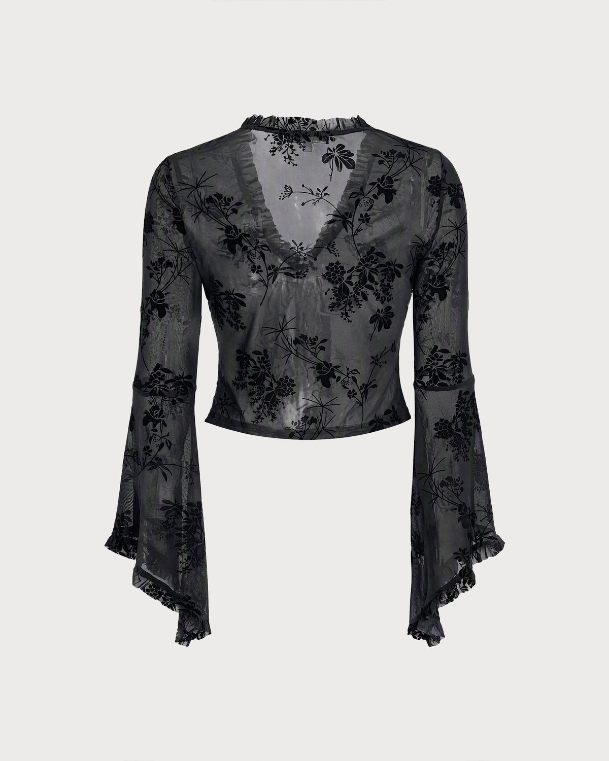 Noa | Blusa floral con volantes negra - LolaLenz™