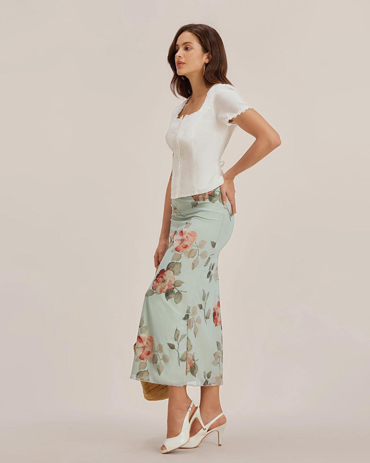 Lucía | Blusa blanca de encaje con escote cuadrado - LolaLenz™