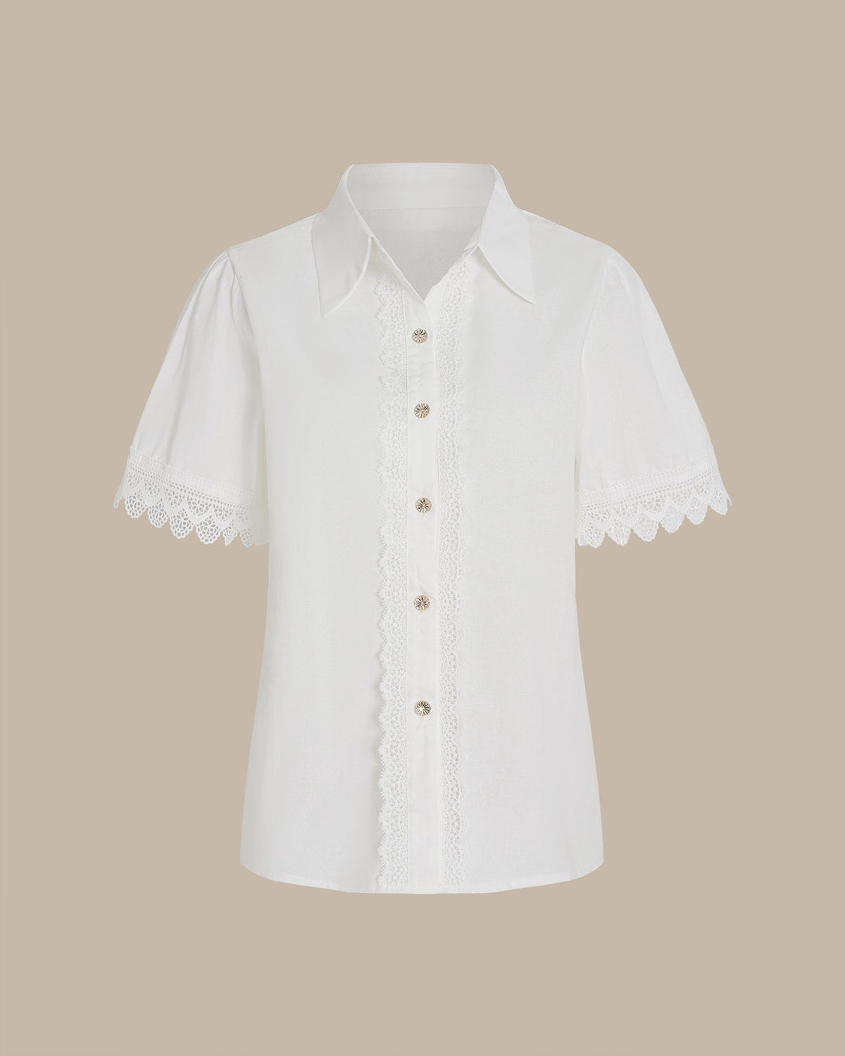 Blanca | Camisa blanca de manga corta con cuello - LolaLenz™