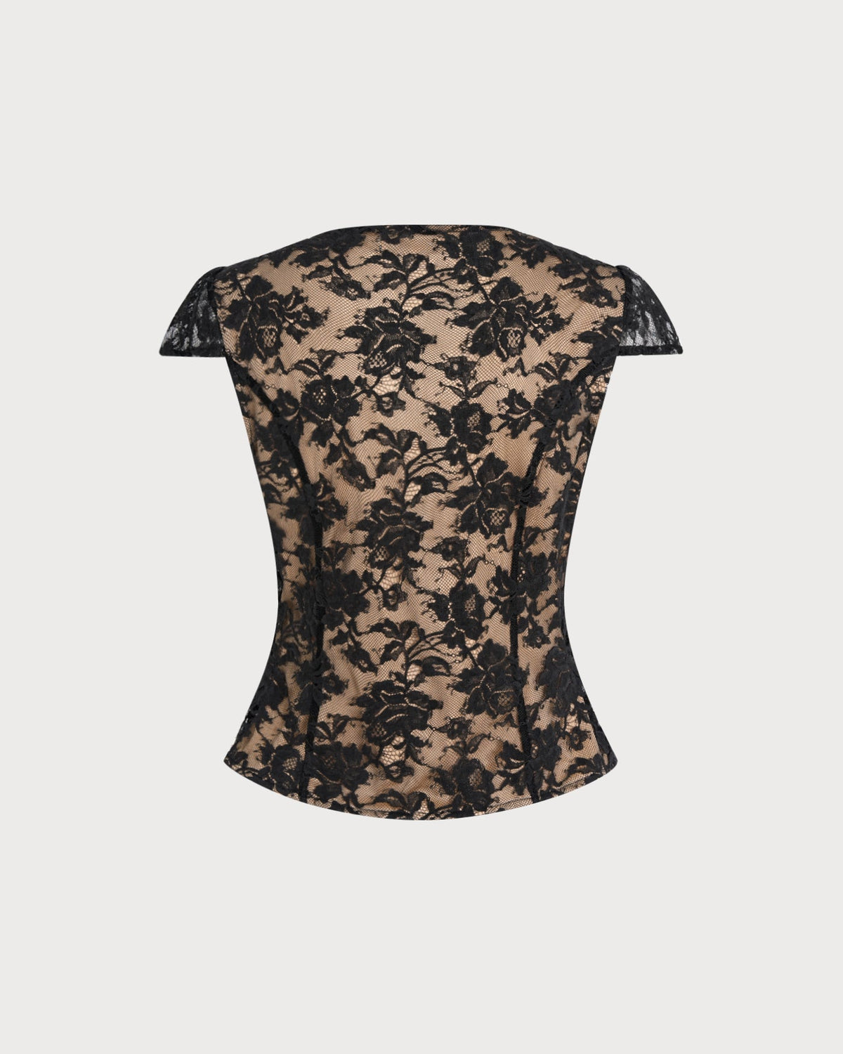 Azucena | Blusa negra de encaje con escote en V - LolaLenz™